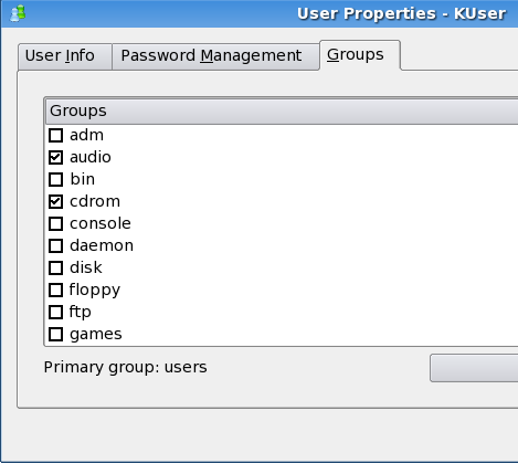 KUser Groups tab
