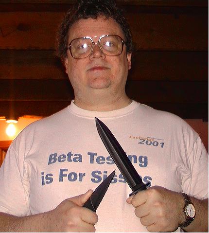 Geek holding Nightshade Knives